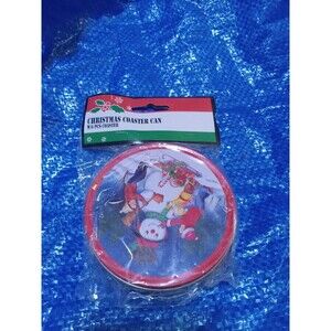 Christmas Coaster Can W/ 6 Pcs Coaster